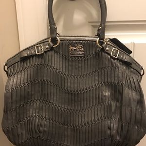 Metallic Gray Coach Tote